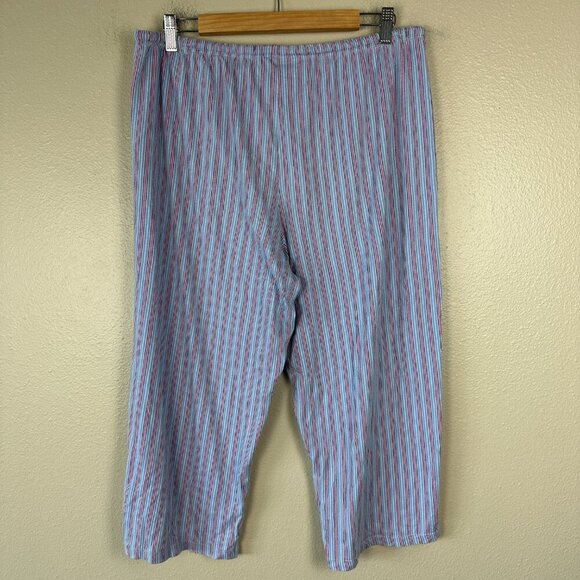 Ralph Lauren Women's Pajama Set Stripes Cotton Black Label Blue Red Large - Picture 7 of 8